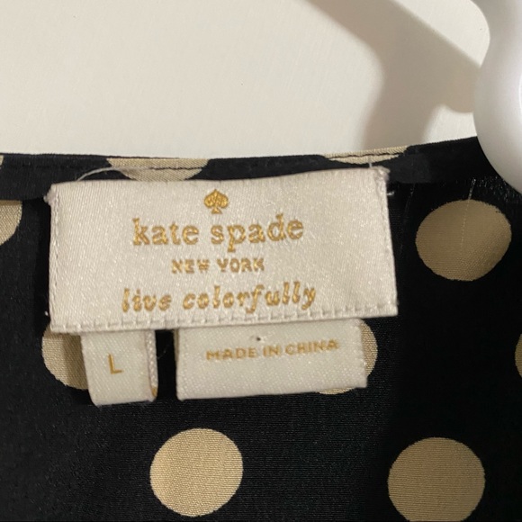 Kate Spade Sleeveless Blouse - Black and Tan Polka Dot. Sz L - Picture 2 of 3